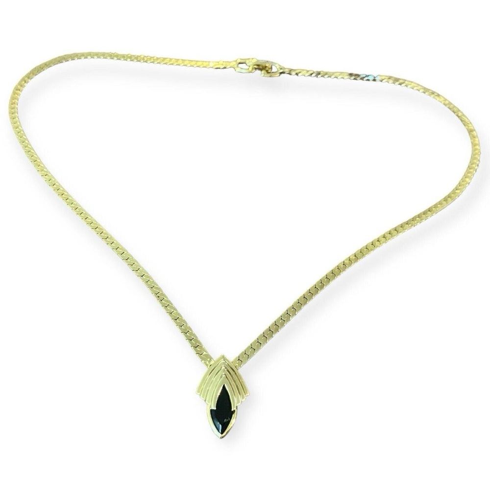Women's beautiful vintage necklace black gold RARE